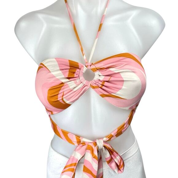 Princess Polly Camelia Pink Halter Sleeveless Cutout Tie Bra Bandeau Crop Top 0 - Picture 3 of 5